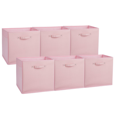 6 bacs de rangement en tissu gris de 13 pouces avec poignées en similicuir, paniers de rangement pliables pour tablettes et boîtes de rangement pliantes pour vêtements