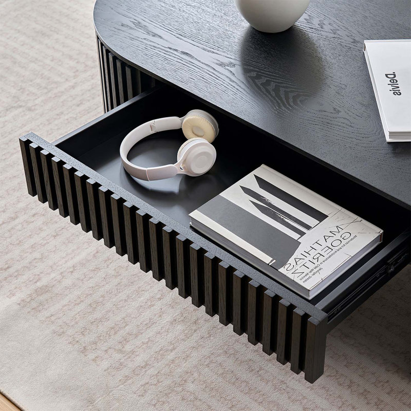 Table basse en MDF avec tiroir, Noir, noir, noir, noir