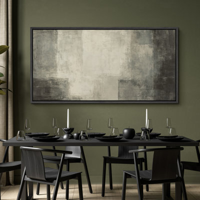 Toile abstraite encadrée, reproduction minimaliste neutre pour décoration murale moderne