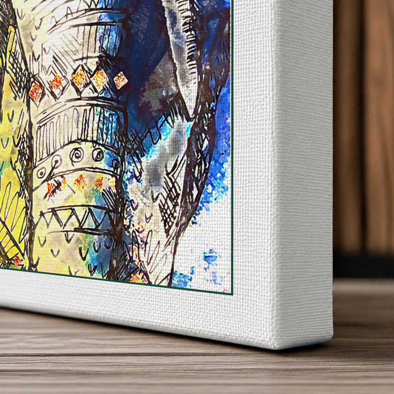 Vibrant Elephant Study Modern - Print, 30x20 - 76.2 x 50.8 cm, White Border
