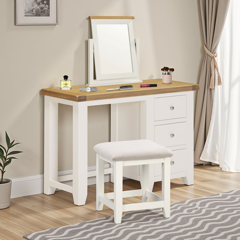 Solvy Dressing Table with Mirror, Ivory