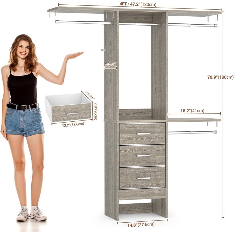 Fareena 14.8'' - 47.2'' Walk-In Set, White Wood