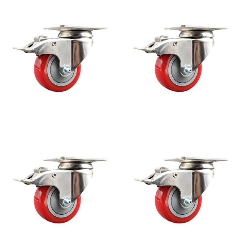 Roulettes en polyuréthane, Rouge