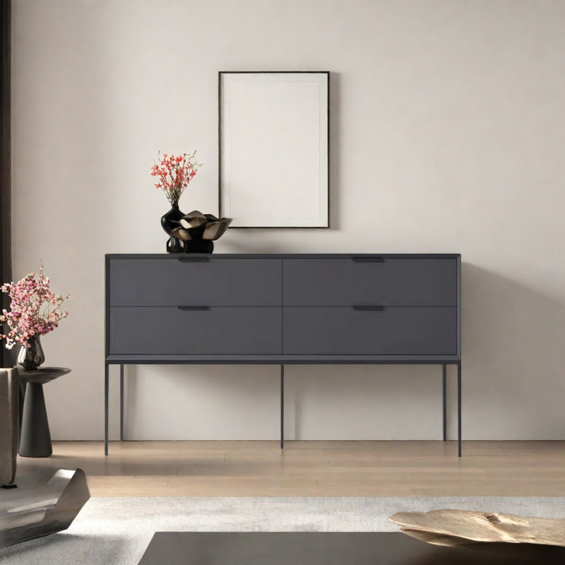 Modern Minimalist Practical Console Table, 31.5" H x 47.24" W x 15.75" D, Dark Gray