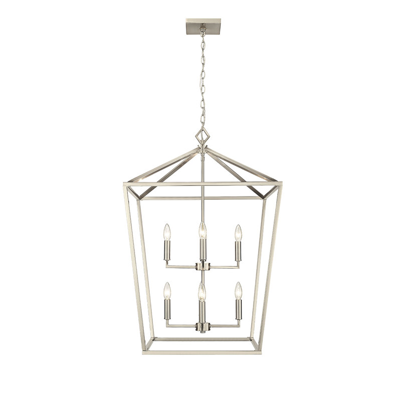 8 - Light Dimmable Lantern Geometric Chandelier, Gold