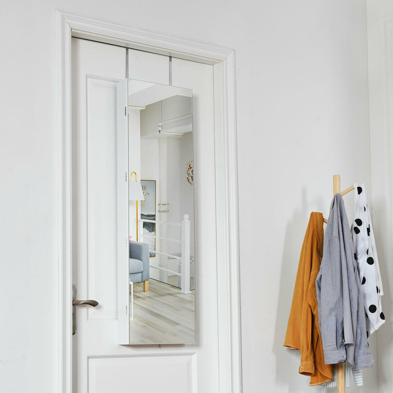 Armoire à bijoux avec miroir Argante, Blanc