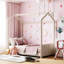 Lit maison en velours beige-1025847971