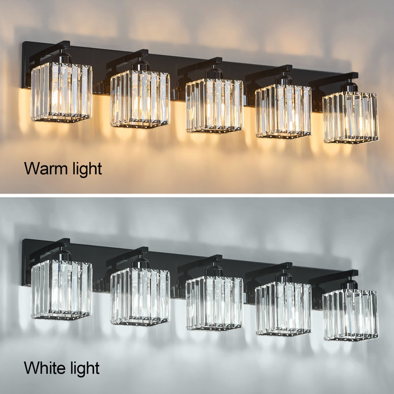 Lanceton Dimmable Vanity Light, 5 Lights, Plated Black
