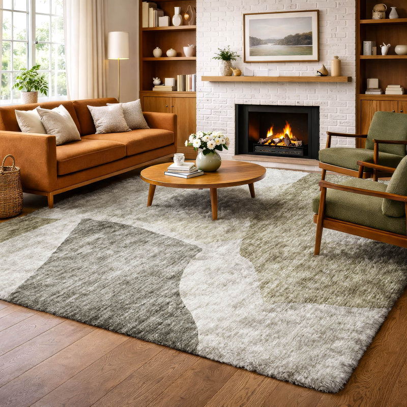 Tapis à poil long de qualité supérieure lavable à la machine ADS665, Taupe, 10' x 14'