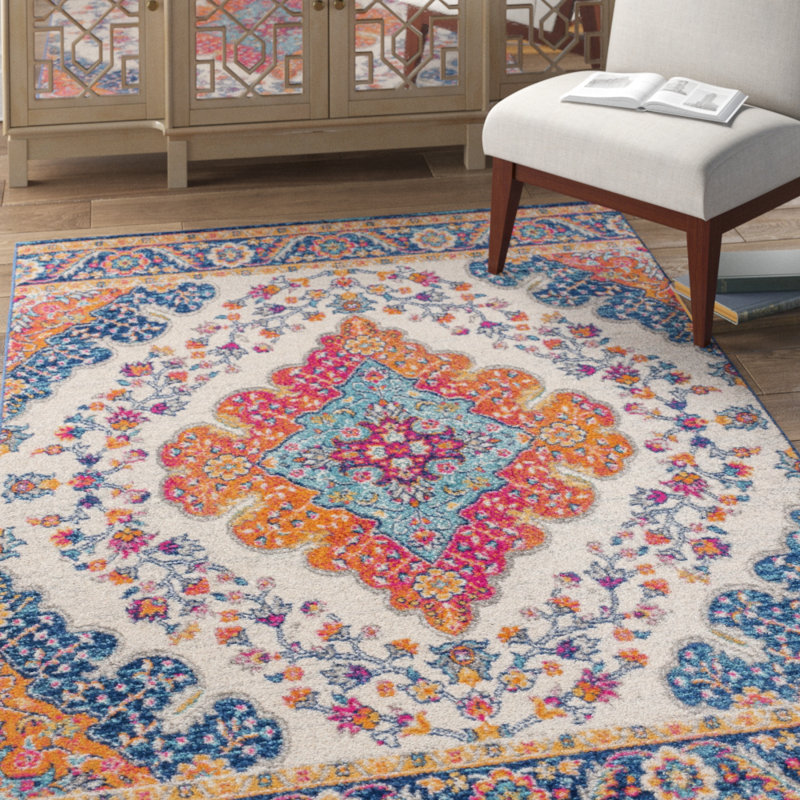 Lathan Bohemian FLAIR Boho Vintage Medallion Blue/Multi Rug, Rectangle 8'8" x 12'