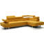 Canapé modulaire jaune avec méridienne moderne, repose-pieds réglables, pieds robustes, coussins confortables, accoudoirs et repose-tête polyvalents orientés vers la droite, mousse durable