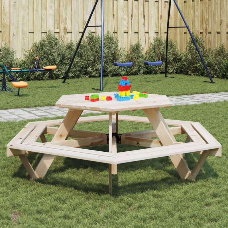Hildigard Kids Solid Wood Hexagonal and Chair Set