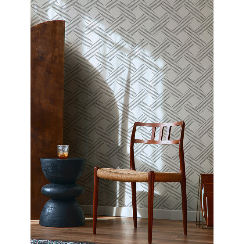 Rouleau de papier peint à motif de treillis Lady Charlotte L 10 pi x l 24 po, Blanc, PVC, Autocollant