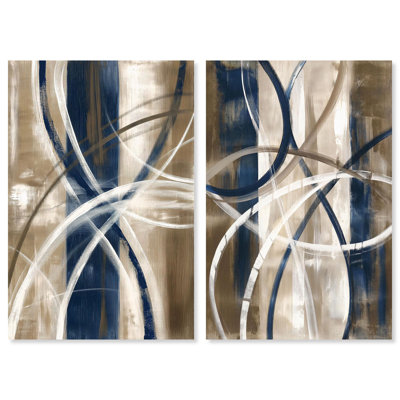 "Abstract Blue Circles", reproduction d'art sur toile par Art Remedy, galerie tendue, 16 x 24