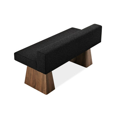 Modern Black Solid Wood Upholstered Bench