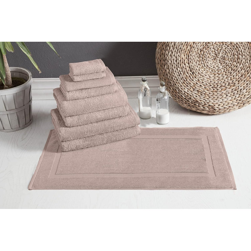 Ensemble de serviettes de bain 9 pièces avec tapis de bain Blatec, Rose