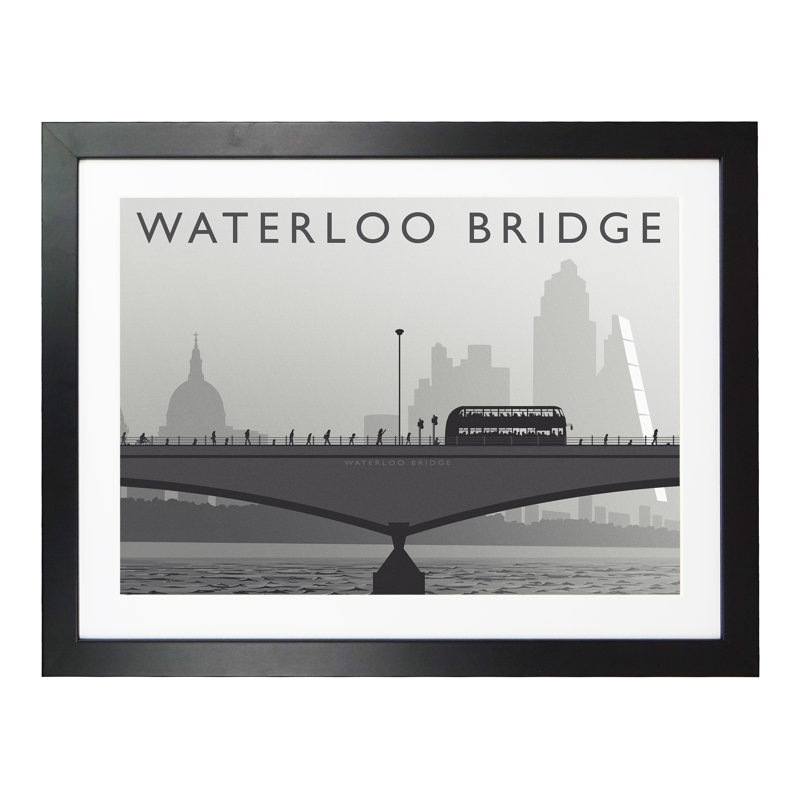 Waterloo Bridge - Print, 30cm H x 40cm W x 3cm D, Black Framed