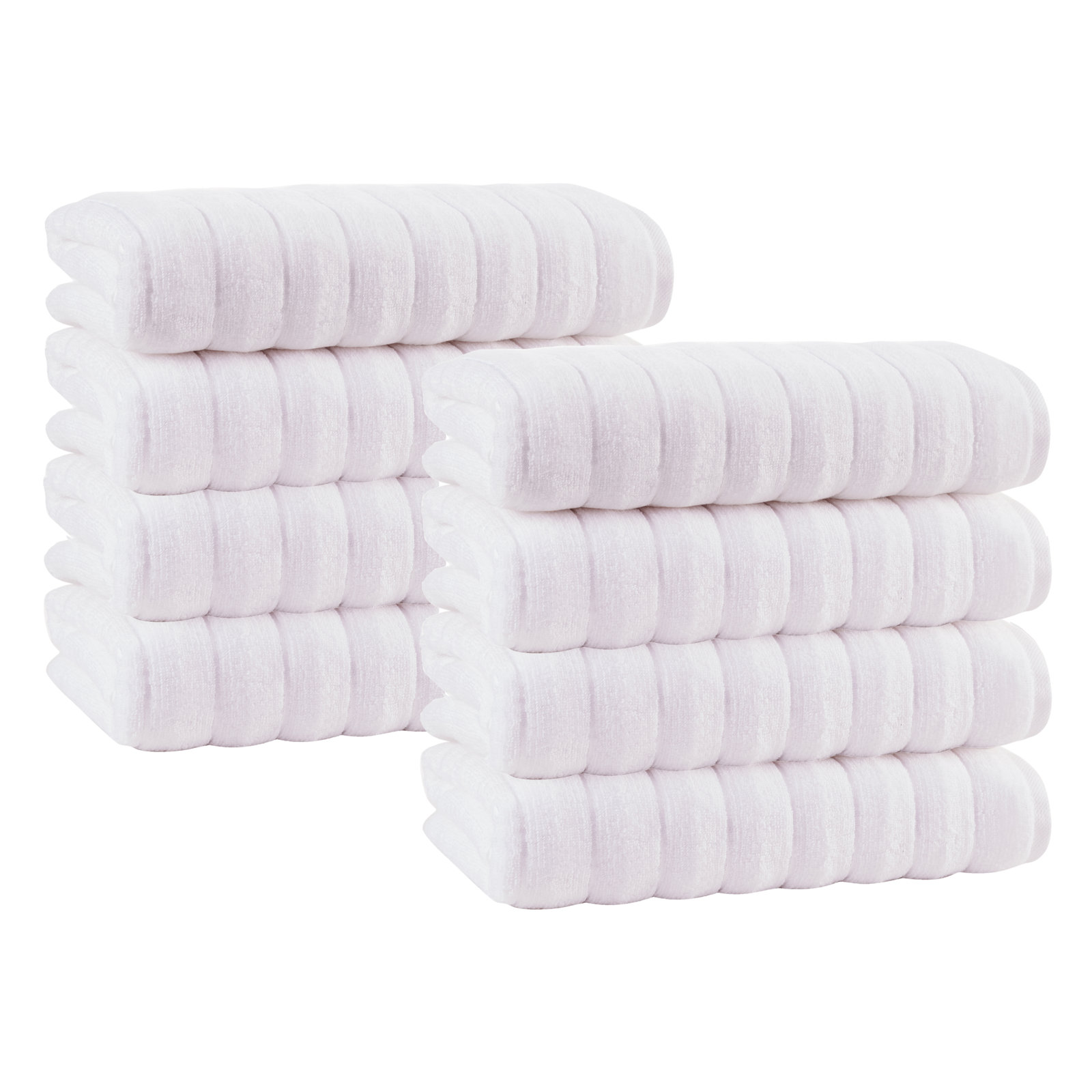 Rachel Turkish Cotton Ribbed Hand Towels, White