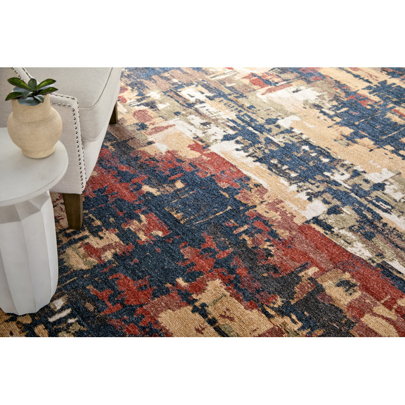 Rockett Modern Abstract Blue Area Rug, Rectangle 9' x 12'