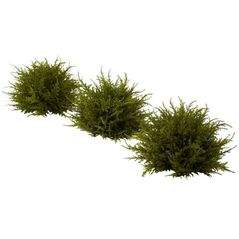 Set of 3 Green Silk Cedar Topiary Balls