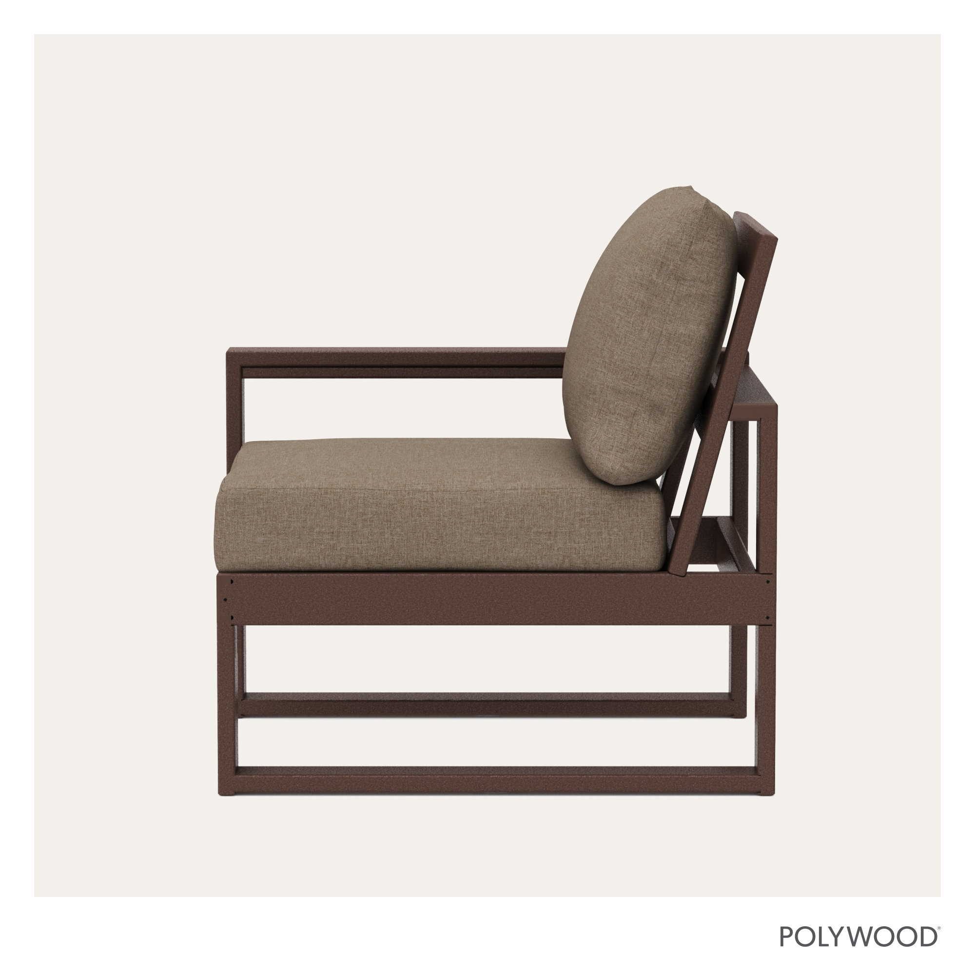 POLYWOOD Outdoor Lounge Chair, Spiced Burlap, Mahogany