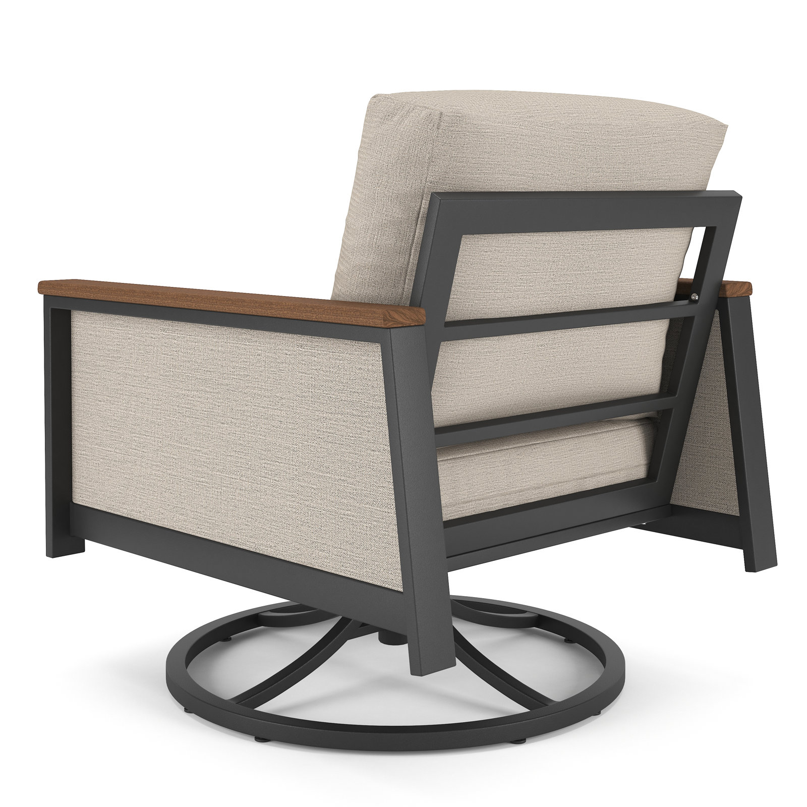 Stimson Sunbrella® Swivel Patio Rocking Chair, Cast Silver, Dark Gray/Brown