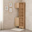 Meuble de rangement en coin triangulaire haut pour salle de bain, avec 2 portes, 3 tablettes ajustables et dispositif anti-basculement