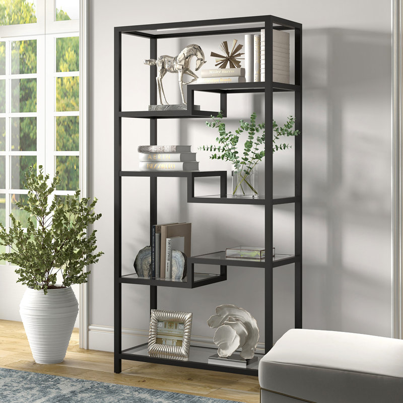 172.7cm H x 86.3cm W Steel Standard Bookcase, Black