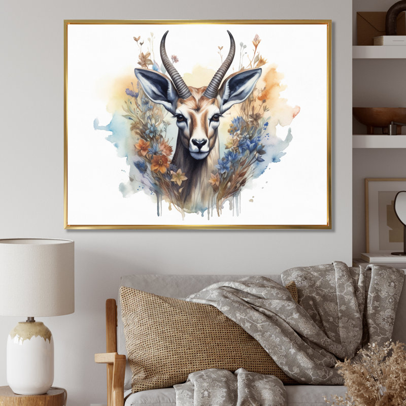 «Graceful Antelope II», reproduction sur toile, H 30 po x l 40 po x P 1,5 po, Cadre flottant doré