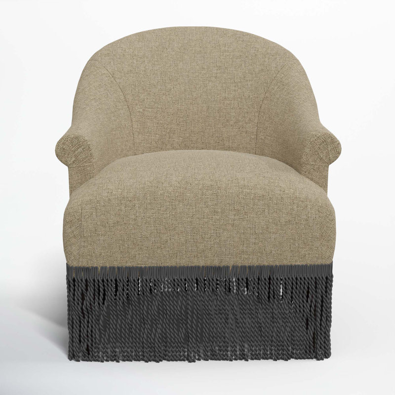 Callie Upholstered Wingback Chair, Black, Zuma Natural Textured Linen