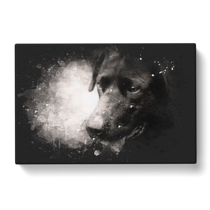 Black Labrador - Wrapped Canvas Painting, 60cm H x 91cm W x 3cm D