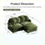 Canapé confortable 3 places en chenille, avec assise profonde, 4 coussins décoratifs, pouf amovible et structure en bois massif. Parfait pour le salon ou la chambre. Couleur : vert.