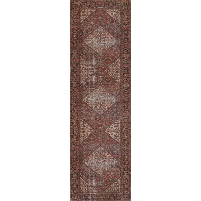 Momeni Afshar Traditional Medallion Red Area Rug, Runner 2'3" x 7'6"