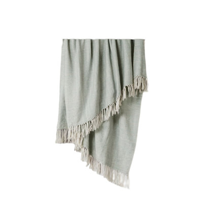 Jeté 100% coton tissé gris clair