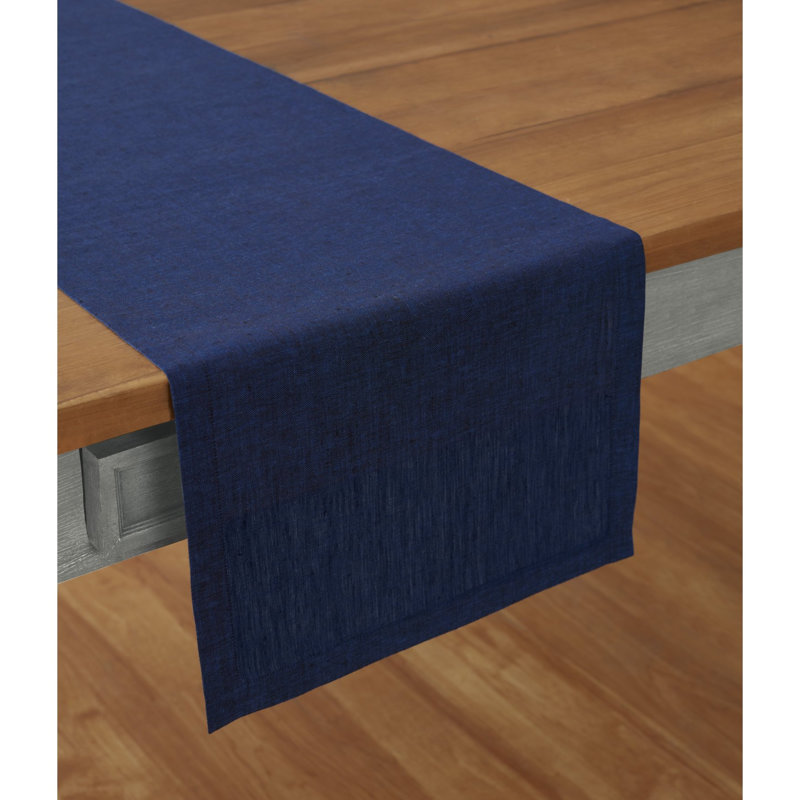 100% Pure Linen Table Runner - Athena, Blue, 90" x 14"
