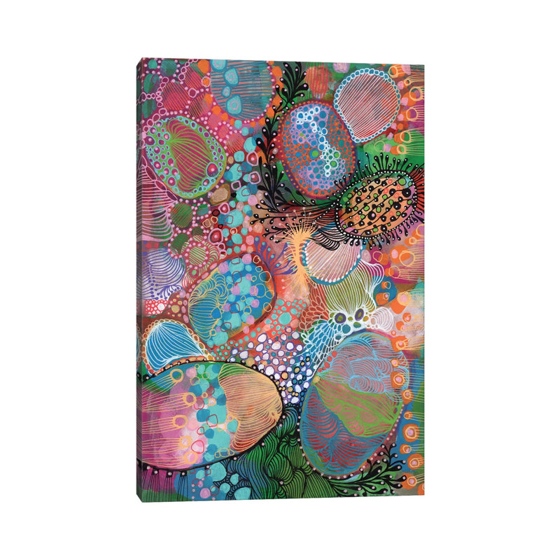 «Jellyfish IV» par Noemi Ibarz - peinture sur toile tendue, H 26 po x l 18 po x 1,5 po