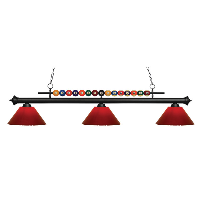 Chapa 3 - Light Pool Table Lights Pendant, Red, Matte Black