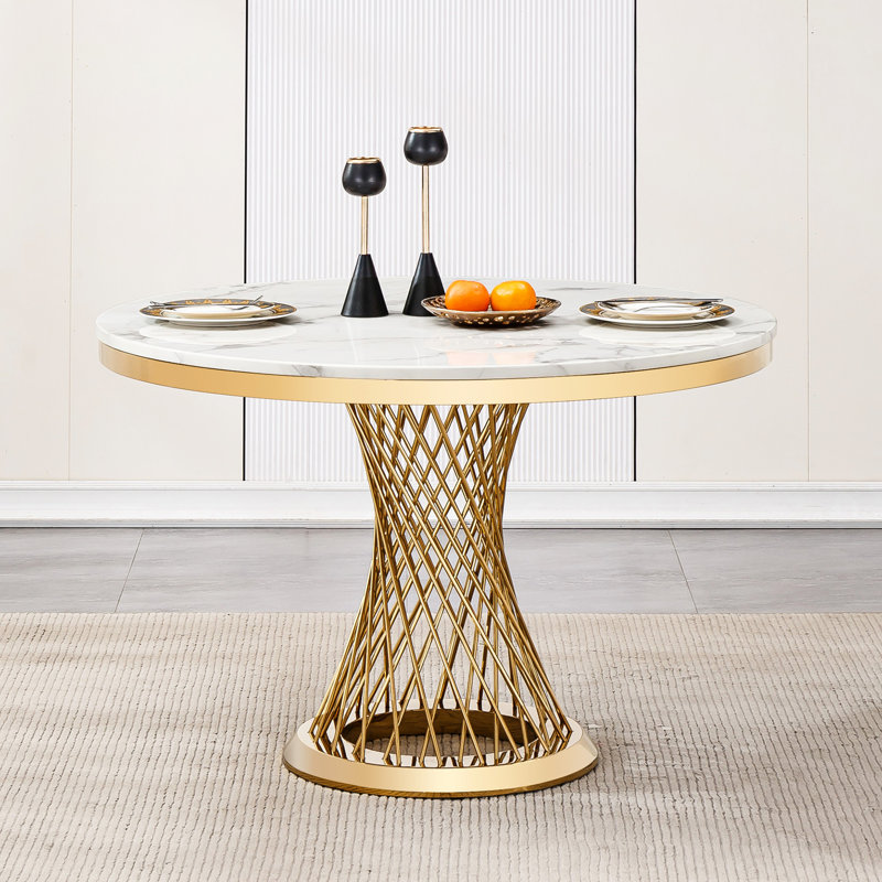 Table de salle à manger Modern, H 47,26 po x l 46,91 po x P 30,09 po, Doré