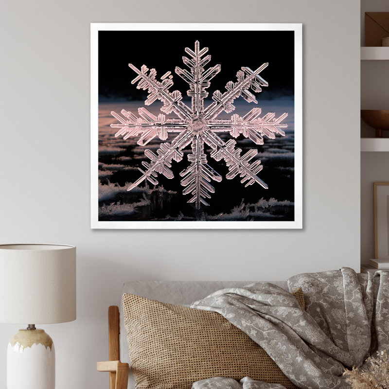 Cristal flocon de neige tranquillité II - paysage d'hiver, H 36 po x l 36 po x P 1,5 po, Cadre flottant blanc