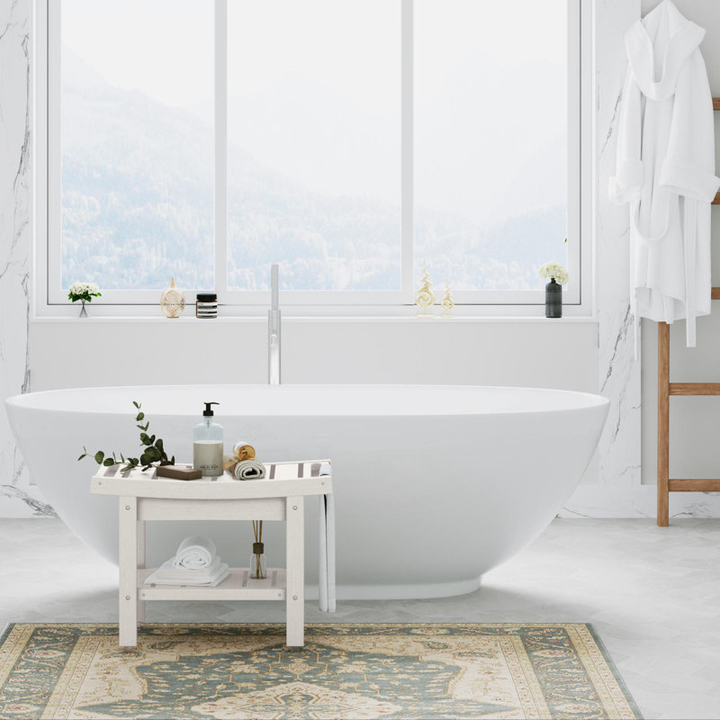 Nalyjah Plastic / Acrylic Shower Bench, 16.93" H x 24.1" W x 12.6" D, White