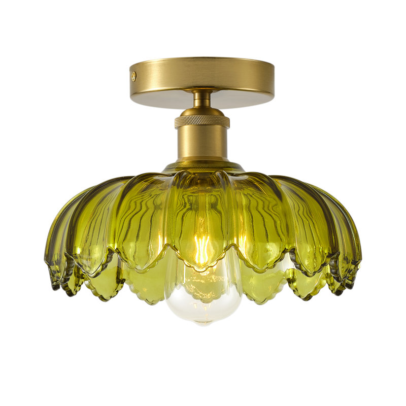 Plafonnier ajustable en forme de bol à 1 lampe en forme de bol vert