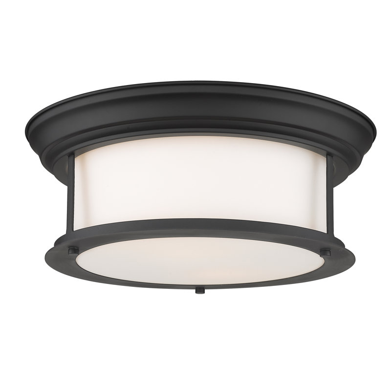 Canale Glass Flush Mount, Matte Black, 5.5"H x 13.5"W x 13.5"D