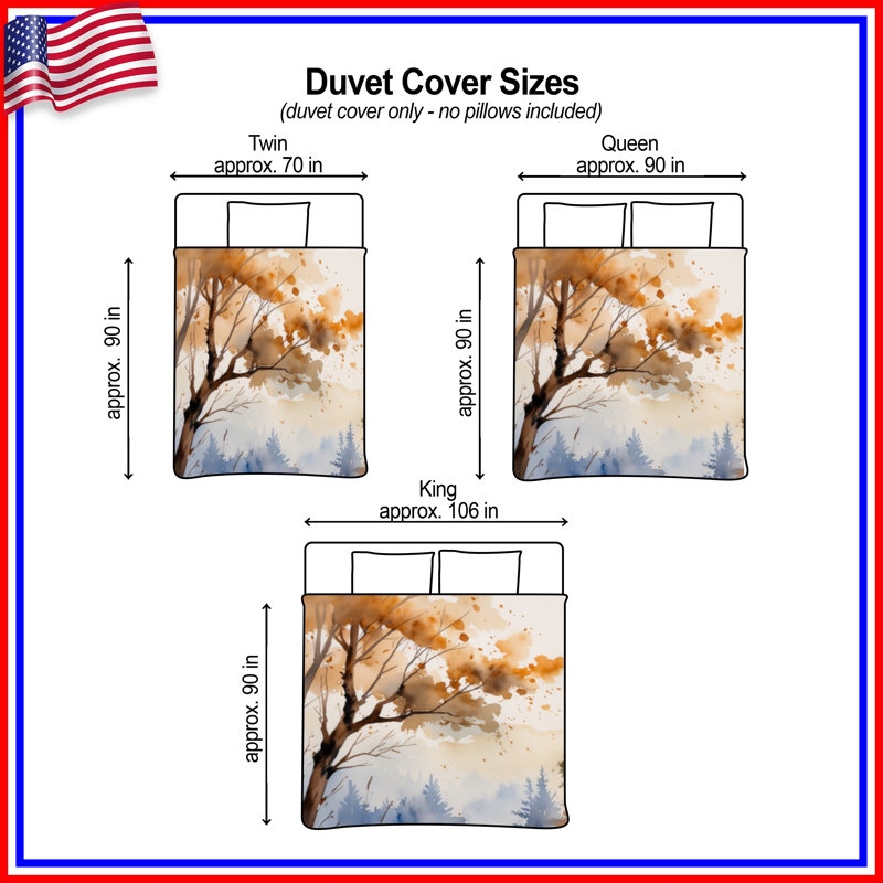 Housses de couette aquarelle paysage d'automne, Lit simple