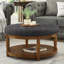 Petit repose-pieds rond avec repose-pieds intérieur, petite table basse rembourrée et capitonnée