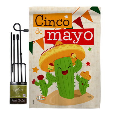 Fiesta cinco de mayo 2 côtés en polyester 18,5 x 13 po cactus ensemble de drapeau