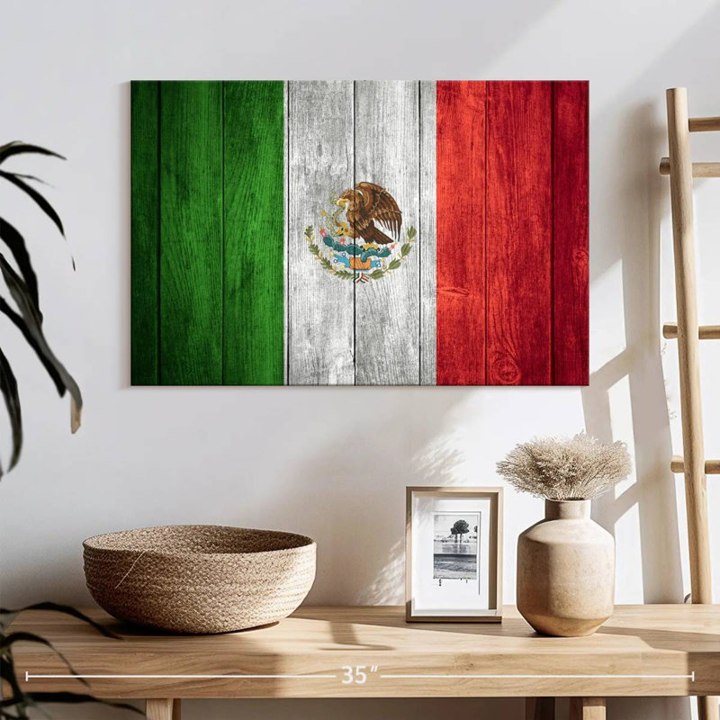 Borges Rustic Mexico Flag, 16" H x 24" W