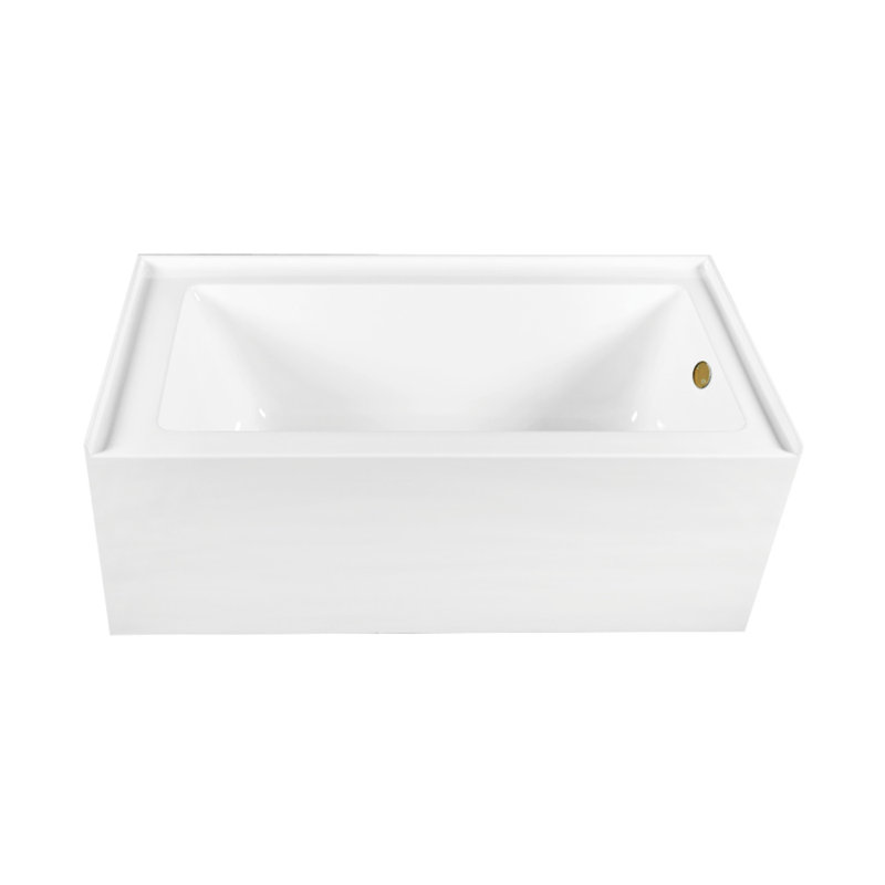 Kingston Brass Aqua Eden 60-Inch Acrylic Rectangular 3-Wall Alcove Tub, Hand Drain, Right, Brushed Brass