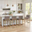 Ensemble de 2 tabourets de comptoir 26 po en similicuir moderne gris avec base dorée-848678699-848678608