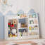 Bibliothèque à 3 niveaux pour enfants et rangement pour jouets, design Montessori pour un accès et une organisation faciles, blanc