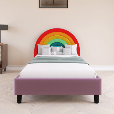 Colorful Wood Frame Platform Bed